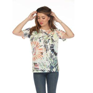 Colorful splash floral mesh Top